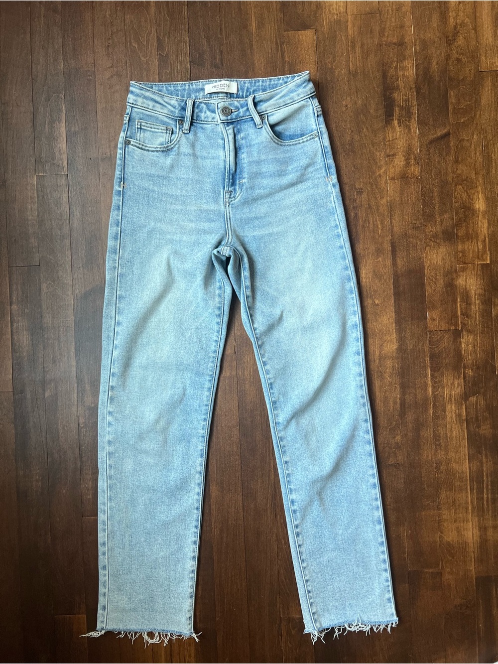 Light Blue High-Rise Straight Leg Jeans - Unbranded